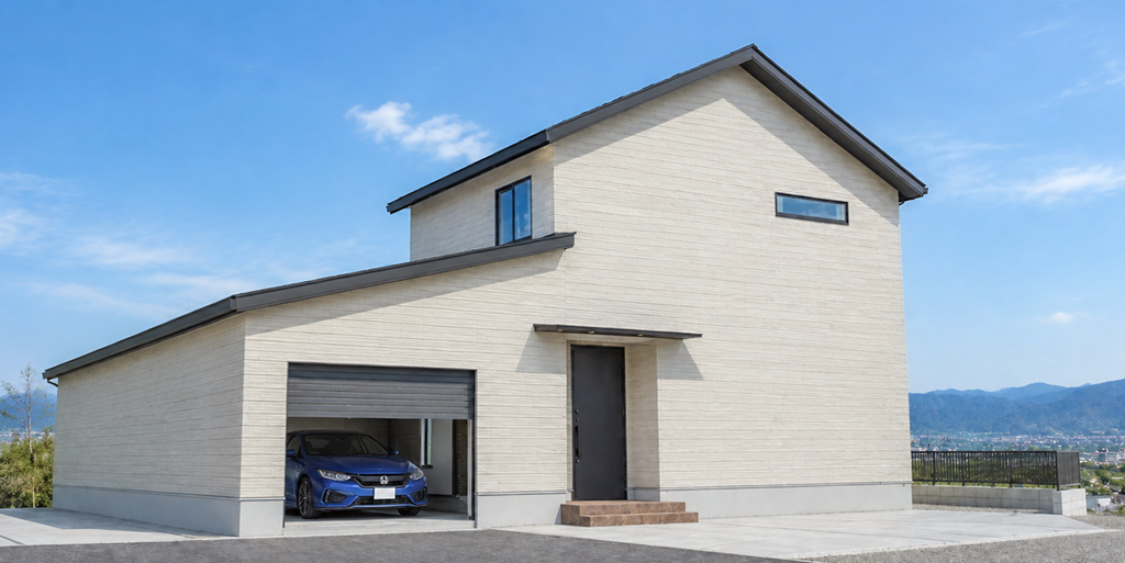 ビルトインガレージのある住まいの外観イメージ